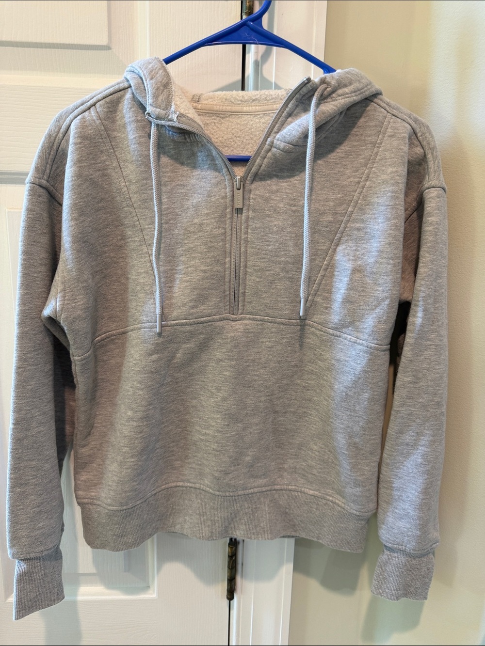 Women’s Gray Crop Length Half-Zip Hoodie Sweatshirt